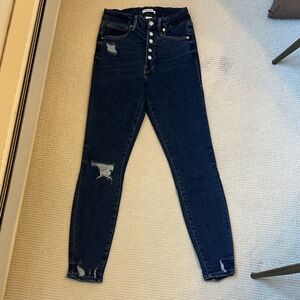 Good American Women's Distressed Blue Jeans